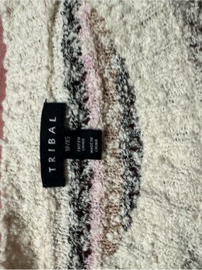 Tribal Bouclé Sweater in Cream with Pink & Brown Stripes